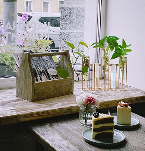 Test Tube Vase for Flowers, Glass Vase with Metal Stand Racks No.01 Gold - Picture 6 of 7