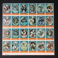 1972 Sunoco NFL Miami Dolpins 24 PLAYER Action Stamp Sheet UNCUT w/7 HOFers WOW!