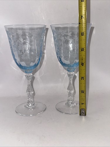 2 Fostoria große weinrote Weingläser Kristall Navarra blau 6,5" Vintage - Bild 4 von 7