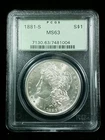 1881-S $1 Morgan Silver Dollar PCGS MS63 OGH #7646