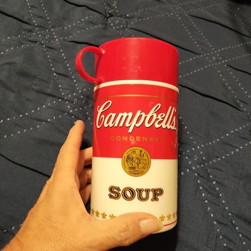 Vintage Campbell's Soup Plastic Thermos Container with Base, Lid (Bowl) & Cap - Picture 2 of 7
