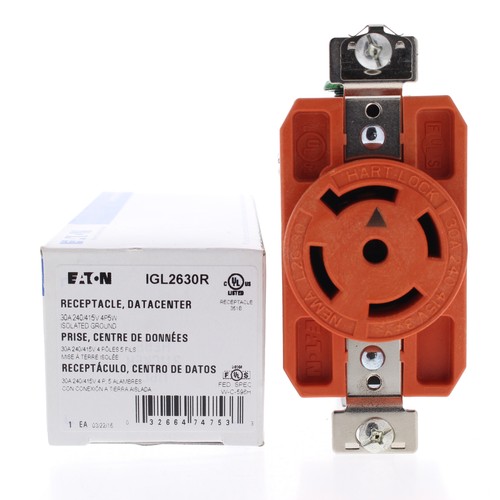 Eaton IGL2630R Isolated Ground 30A Locking Receptacle NEMA L26-30R 240/415V 3� - Picture 5 of 5