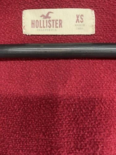 Hollister Zip Up Hoodie Sweatshirt Red Spell Out Women’s Juniors Size XS - Picture 4 of 11