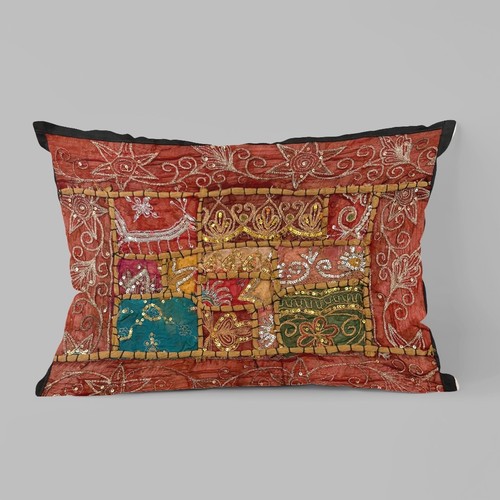 20" Gobelin Patchwork Kissenbezüge Indische Handarbeit Perlen Kissenbezug Dekor - Bild 6 von 11