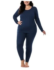 Plus Size Thermal Underwear Women Long Johns Fleece Lined Base Layer 3X Navy