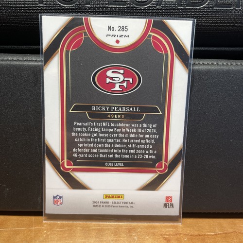 2024 Select Ricky Pearsall Red And Yellow Shock Club Level #285 49ers RC - Bild 2 von 2