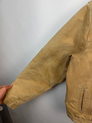 Carhartt Trucker Detroit Jacket J148 Distresed Blanket Linen Size Brown Vintage - Picture 7 of 19