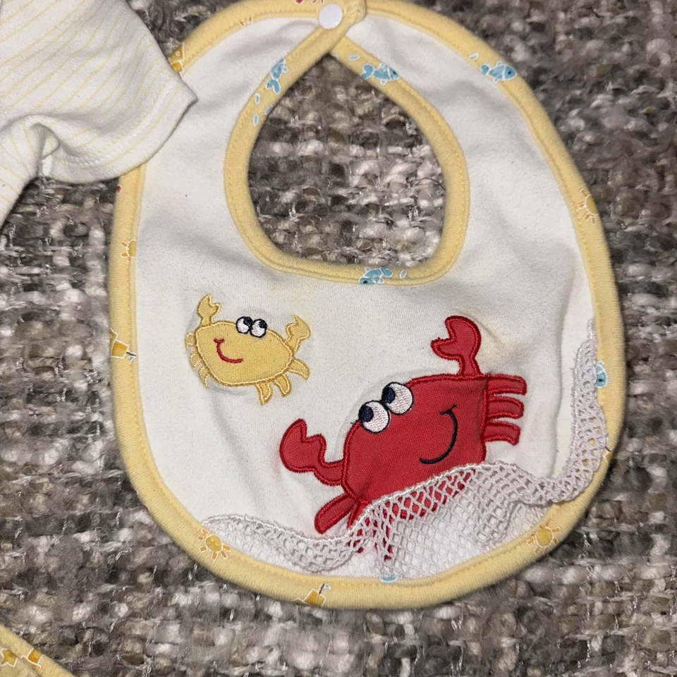 Conjunto de conjunto vintage de vitaminas para bebé bebé bebé 3-6 meses cangrejo amarillo Foto 4 de 4