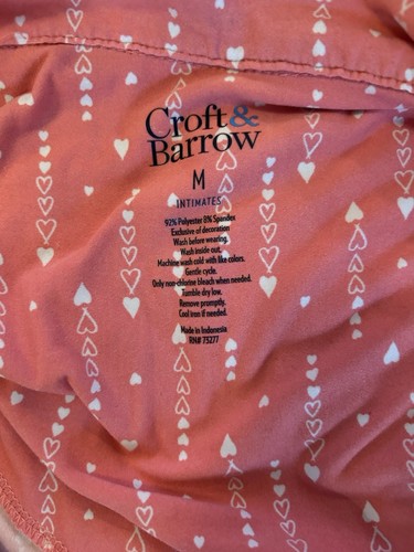 CROFT & BARROW ~ Size M ~ 2 Piece Pajama Set~Peach or Pink w/White Hearts ~ VGC~ - Picture 3 of 5