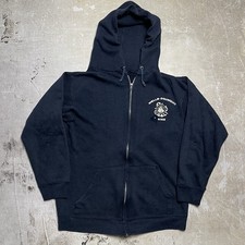 True Vintage 1970s Zip-up Hoodie Sweatshirt Navy Blue Thrashed Faded Maine