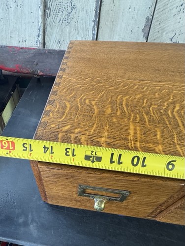 Beautiful Vintage 2 Drawer Wooden Card Catalog File Cabinet Library Dovetail Oak - Picture 9 of 11