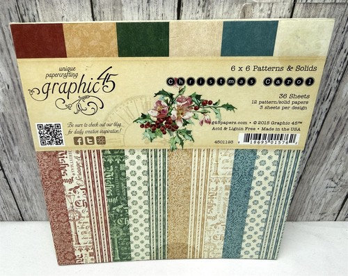 Graphic 45 CHRISTMAS CAROL Patterns & Solids 6x6 Cardstock Paper 35 Sheets