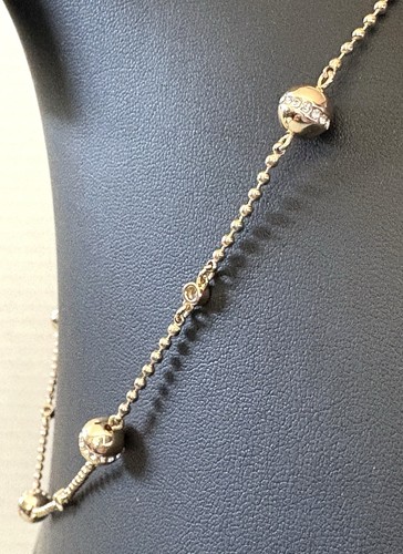 Lauren Ralph Lauren CZ Gold Tone Station Balls W/ Clear Rhinestones - Picture 7 of 7