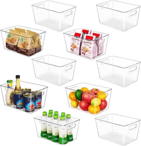 Versatile Clear Storage Organizer Bins - 10 Pack for Kitchen and Refrigerator - Bild 3 von 10