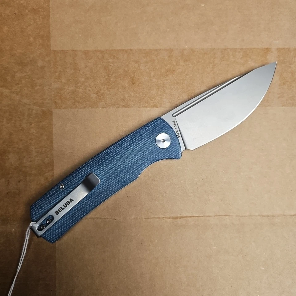 Cuchillo Plegable Pez Petrificado Beluga Azul Mango Micarta K110 Liso PFP01-BMP Foto 2 de 3
