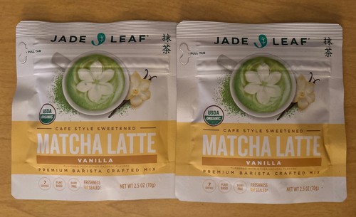 NEU (2) Jadeblatt Vanille Matcha Latte Bio Cafe Mix 3,5 Oz.