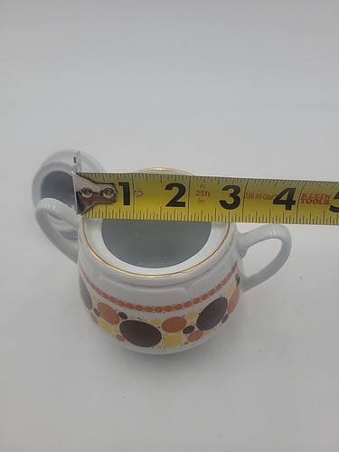 Azúcarero Riga RPR vintage de porcelana soviética de la URSS Letonia con tapa adorno dorado - Imagen 8 de 10