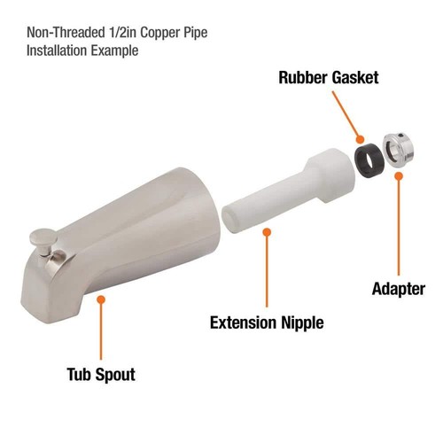 Tub Spout Diverter Brushed Nickel Shower Bath Faucet Replacement Universal Fit - Picture 3 of 8