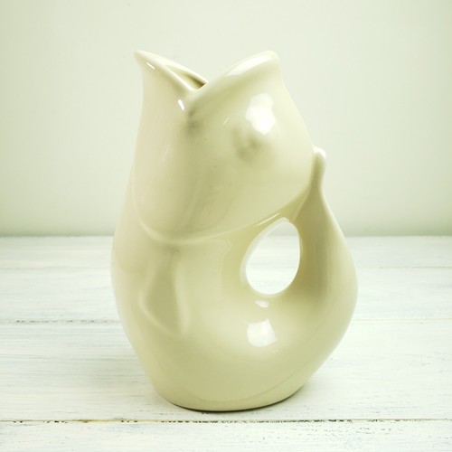 Gurgle Pot 2006 Krug Fisch Vase 9" Creme - Bild 3 von 7