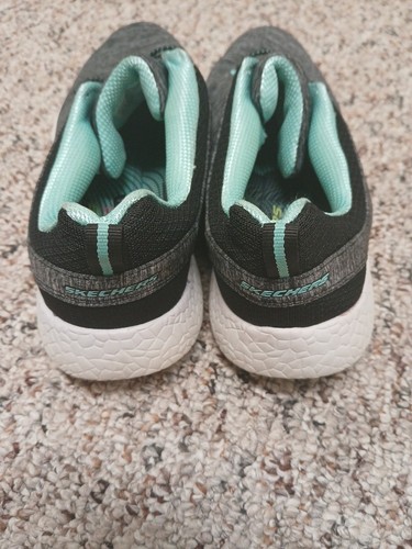 Skechers BurstvAir Cooled Memory Foam Grey/Green Slip On Trainers 8.5 - Picture 3 of 7