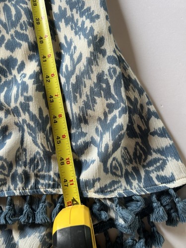 LOVE SAM blue cream tasseled sleeveless maxi boho dress ikat sz L festival - 第 9/12 張圖片