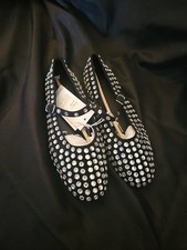 A New Day Womens Size 8 Black Mary Jane Flats Rhinestone Studded Memory Foam Ins