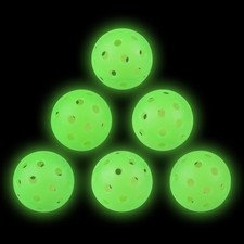 Pickleball Balls, 6 Pack Outdoor Glow in The Dark Pickleball with Mesh Bag, Lu