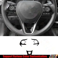 3* Car Steering Wheel Button Frame Trim For Toyota Corolla 2019-23 Bright Black