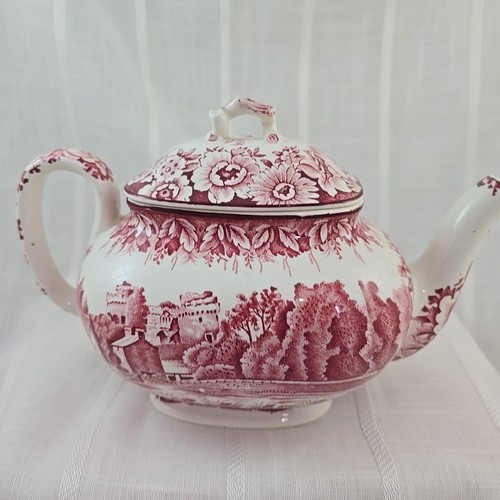 Vintage Enoch Wood & Sons Transferware CASTLES Pink Jumbo Cup and Saucer ENGLAND - Picture 6 of 17