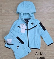 Girls Kids Aqua Blue Fleece Nike Tech Jogging Suit Size 8Y