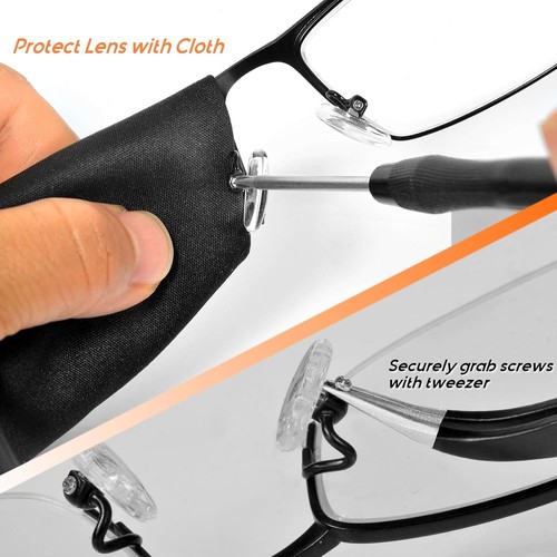 Kit de reparación de gafas magnéticas, tornillos para gafas, almohadillas para nariz de destornillador de pinza. - Imagen 8 de 9