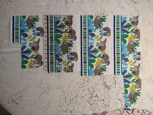 REMNANT Sleepy Sloth Northcott Studio 100% Cotton Quilt Fabric Blue Stripe 12x27 - Picture 4 of 7