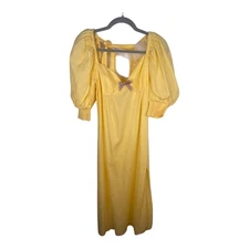 LPA Dress Romantic Milkmaid Cottagecore Puff Sleeve Midi Bow Ribbon Coquette S