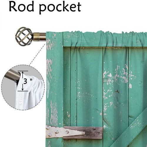 Rustic Barn Door Blackout Curtains for Boy Girl Room Darkening Decor,Green Ol... - Picture 4 of 7
