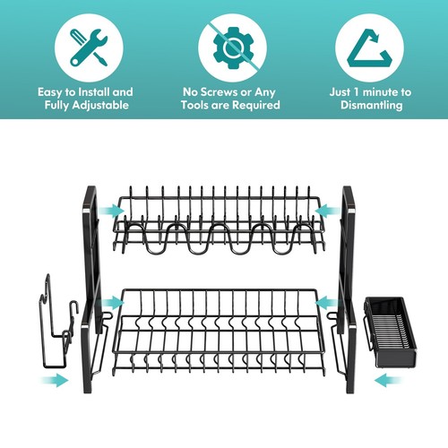 Dish Drying Rack and Drainboard Set for Kitchen Counter, 2 Tier Large Stainle... - Picture 4 of 6