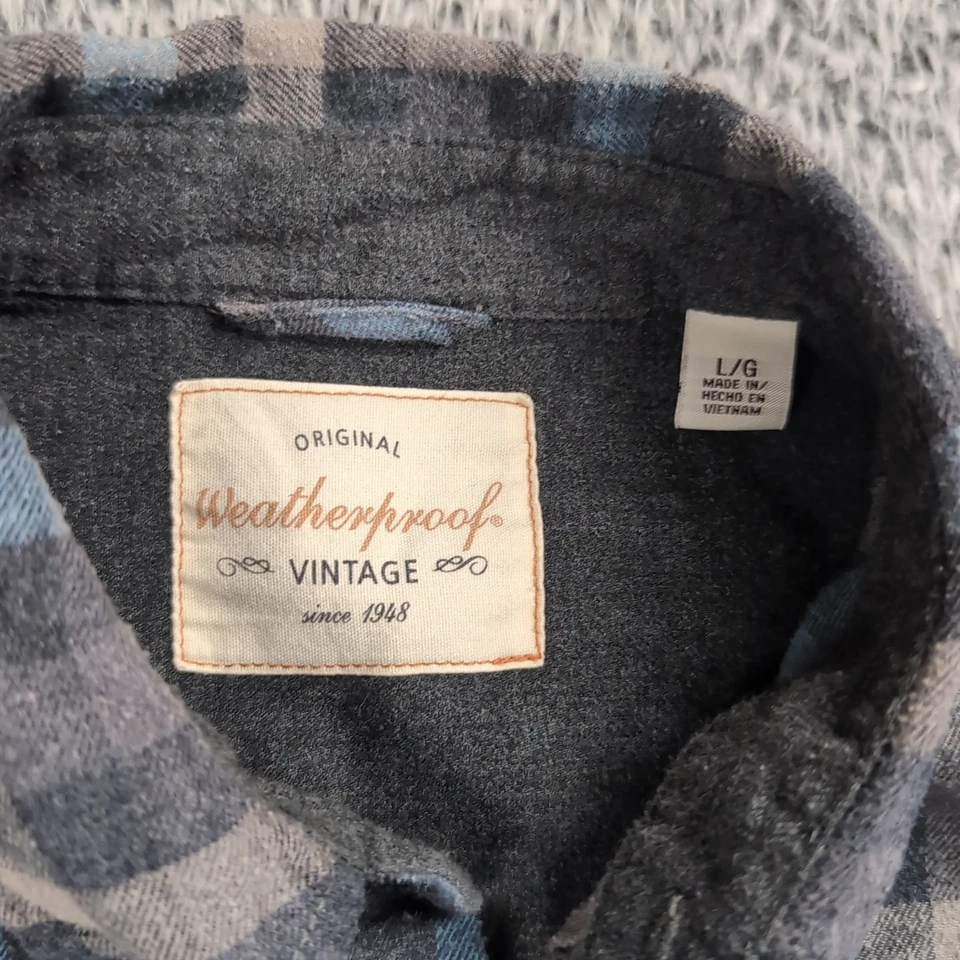 Weatherproof Vintage Shirt Men Large Blue Check Flannel Lumberjack Button Down - Image 2 of 4