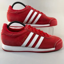 Adidas Samoa Scarlet Mens 8 Casual Sneaker Red Stripe White Lace Low Retro Shoe