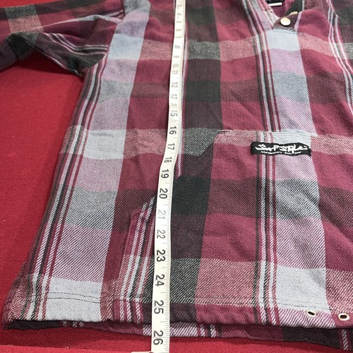 Surf Style ROT GRAU kariertes FLANELL Hemd HOODIE FP104 USA Hemd Herren Grunge Med M - Bild 12 von 16