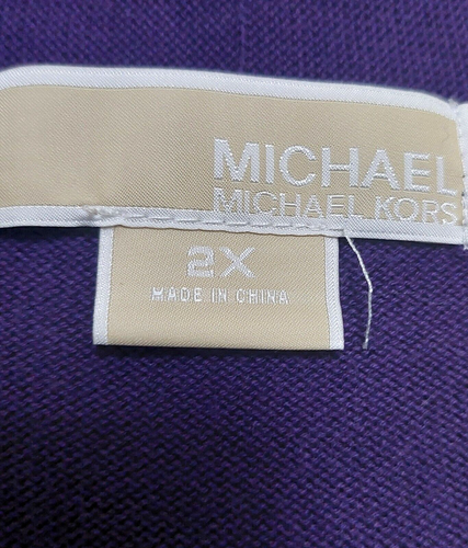 Michael Kors Womens 2X Knit Cardigan Jacket Purple Front Pockets Open - Picture 7 of 8