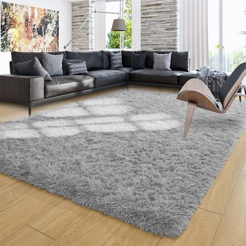 Ompaa Soft Fluffy Area Rug for Living Room Bedroom, 5x8 Grey Plush Shag Rugs,... - Picture 4 of 8