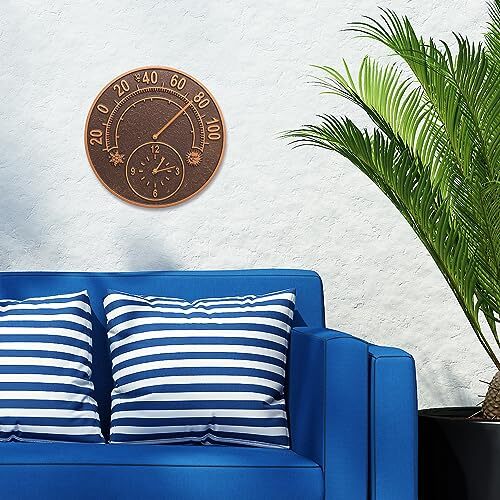 Products 1782 Solstice Thermometer Clock Antique Copper - Picture 2 of 5