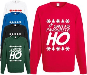 Santas Favourite Ho Christmas Jumper Novelty Funny Rude Santa Reindeer Xmas Gift