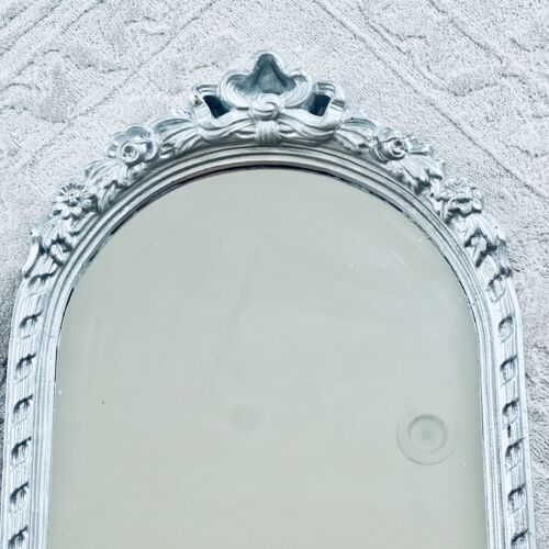 Vintage Bombay Company Silver Leaf Bow Mirror Wall Hanging Ornate Swag 33” X 13” - Picture 2 of 11