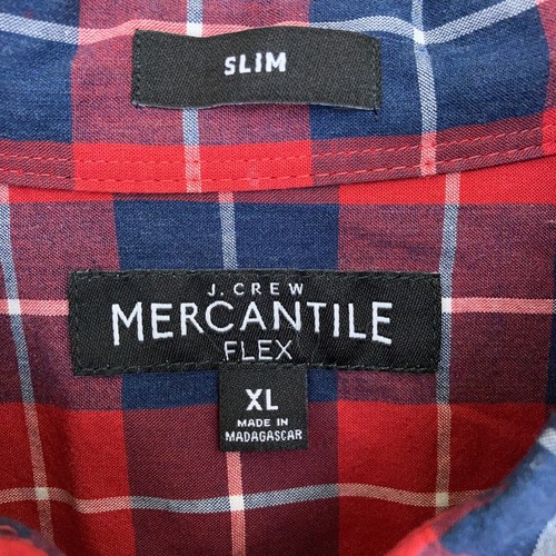 Camisa Mercantil con Botones J Crew para Hombre XL Delgada Flexible Mangas Largas Roja Azul a Cuadros - Imagen 2 de 12