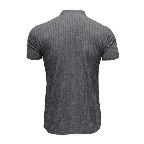 Men Summer Ribbed Muscle Stretch Slim Fit Short Sleeve T-Shirt Collar Casual Top - Picture 7 of 22