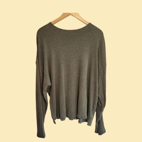 Vintage Thermal Long-John Shirt Gray Long Sleeve L Larg Drop Shoulder 90s Grunge - Picture 2 of 9
