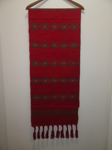 HANDMADE CHRISTMAS HOLIDAY TABLE RUNNERS TASSELS AQUA GREEN CHERRY RED 15" x 66" - Picture 5 of 8