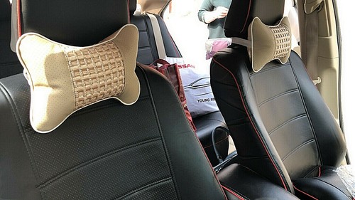 Paquete de 2 tapizados de reposacabezas almohadas para cuello de asiento de auto que respiran seda helada - - Imagen 6 de 11