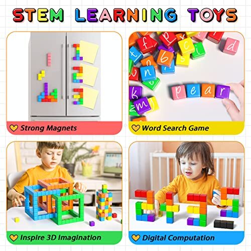 54 PCS Magnetic Blocks, Magnetic Building Blocks for Toddlers 3+, Montessori - Picture 5 of 7