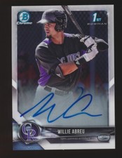 WILLIE ABREU 2018 BOWMAN CHROME PROSPECT AUTOGRAPHS AUTO RC *COLORADO ROCKIES*